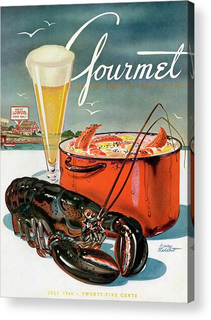 Gourmet Magazine Cover with Lobster Feast Acrylic Print
