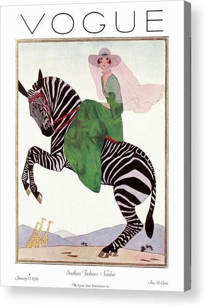 Elegant Woman Riding a Zebra Acrylic Print