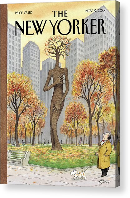 Man with Dog in Autumn Park Acrylic Print