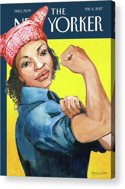 Empowered Woman with Pink Hat Acrylic Print