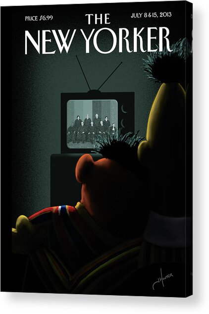Bert and Ernie Watching TV Acrylic Print