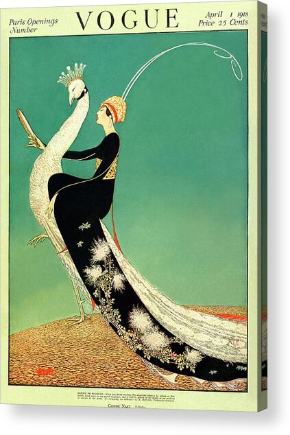 Elegant Woman Riding a White Bird Acrylic Print