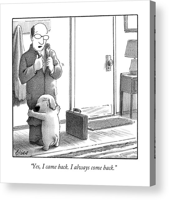 Man and Dog Reunion Acrylic Print