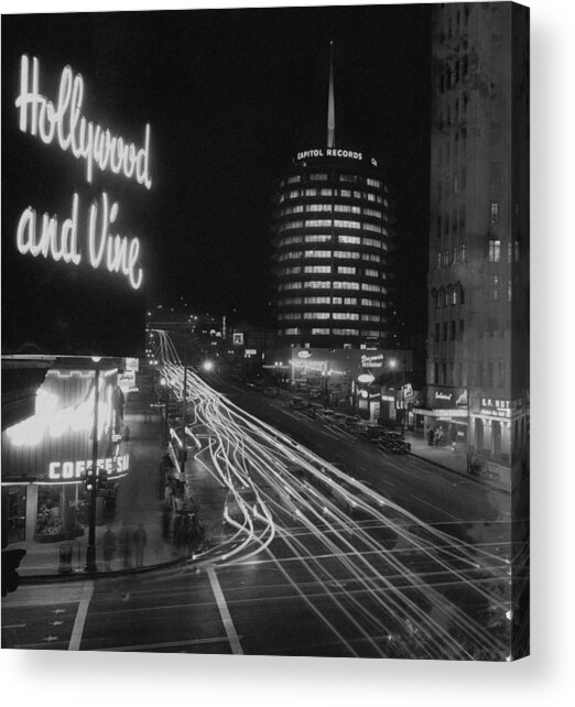 Hollywood and Vine at Night Acrylic Print
