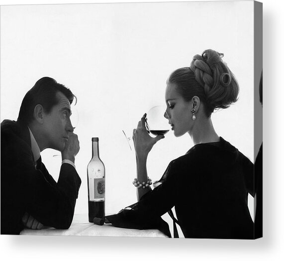 Elegant Wine Tasting Couple Acrylic Print