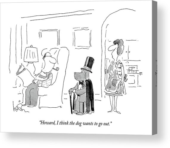 Dog with Top Hat and Cane Acrylic Print