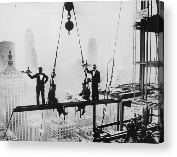 Builders Enjoy Lunch on Skyscraper Beam Acrylic Print