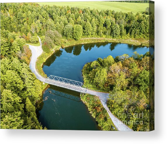 Aerial View Of Bridge 26 At The Weybridge New Haven Town Line Vermont Acrylic Print