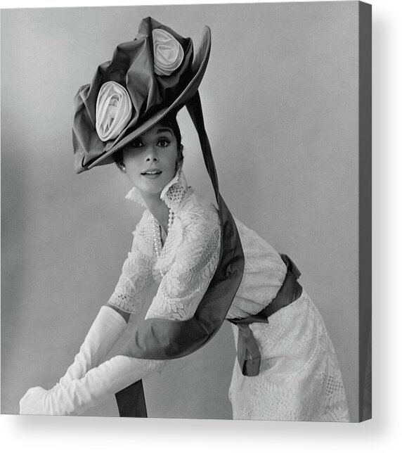 Elegant Woman in Vintage Hat Acrylic Print