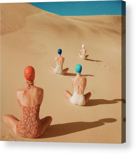 Beachgoers on Sandy Dunes Acrylic Print