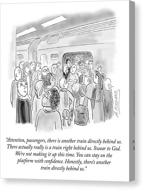 Another Train Directly Behind This One Canvas Art Print by Anne Fizzard