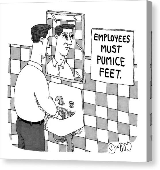 A Man Washes His Hands In A Restroom Canvas Art Print by J.C.  Duffy