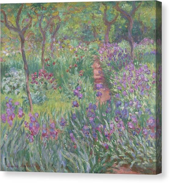 The Artists Garden In Giverny Canvas Art Print by Claude Monet