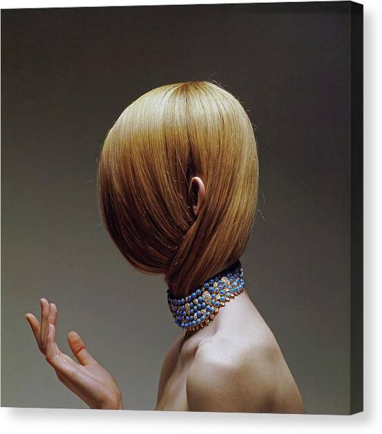 Model Wearing A Cartier Necklace Canvas Art Print by Bert Stern