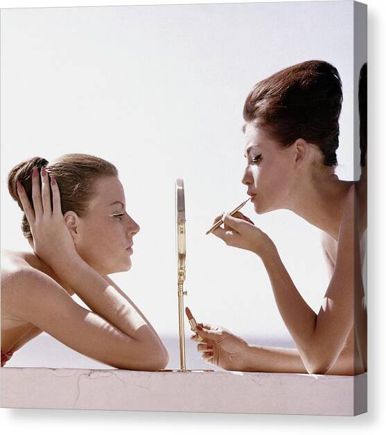 Women With A Mirror Canvas Art Print by Leombruno-Bodi