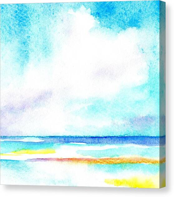 Bright Summer Day at the Beach Canvas Art Print by Carlin Blahnik CarlinArtWatercolor