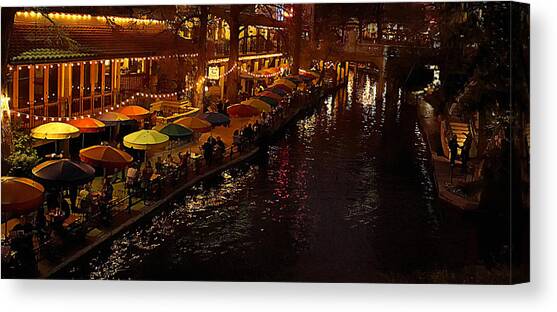 Riverwalk Night Canvas Art Print by Mary Jo Allen