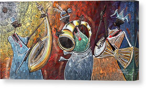 Yoruba, Hausa, Ibo Musicians #1 Canvas Art Print by Paul Gbolade Omidiran