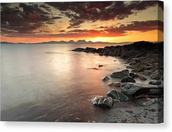 Jura Sunset #1 Canvas Art Print by Grant Glendinning