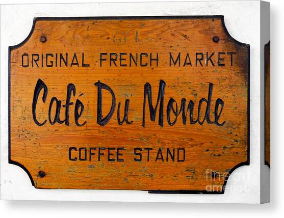 Cafe Du Monde Sign in New Orleans Louisiana Canvas Art Print by Paul Velgos