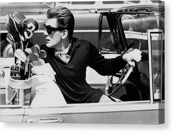 Steve Holland In A Chrysler New Yorker Canvas Art Print by Paul Himmel