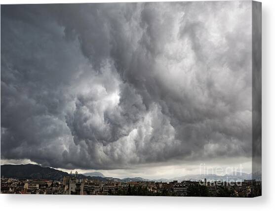 Stormy sky over Marseille city Canvas Art Print by Sami Sarkis Photography