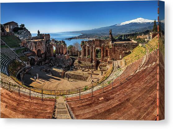 Greek Theatre, Ruins, Mount Etna #1 Canvas Art Print by Antonino Bartuccio