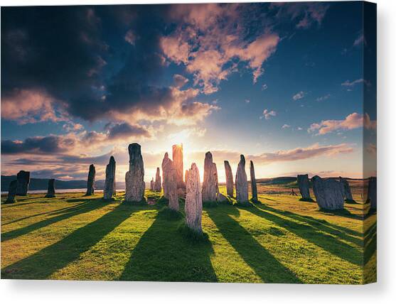 United Kingdom, Scotland, Great Britain, British Isles, Lewis And Harris, Iconic Callanish Stone Circle In The Outer Hebrides At Sunset #3 Canvas Art Print by Maurizio Rellini