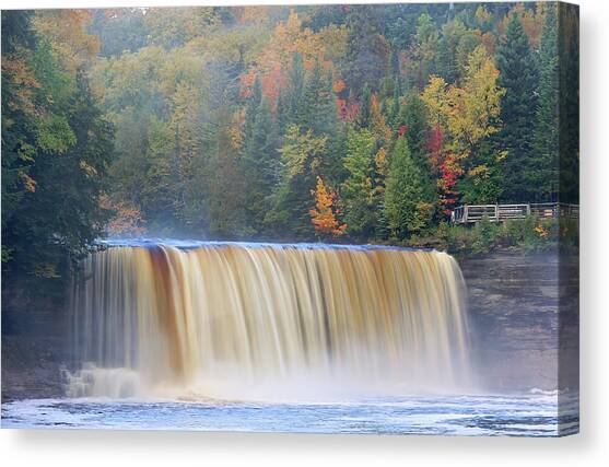 Upper Tahquamenon Falls in Autumn #2 Canvas Art Print by Michael Collins
