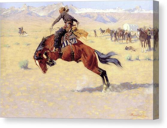A Cold Morning On The Range Canvas Art Print by Frederic Remington