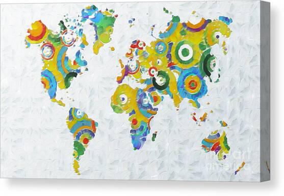 Abstract World Colorful Map Canvas Art Print by Stefano Senise