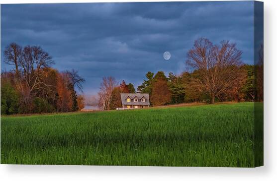 Blue Moon Over Farmview Canvas Art Print by Dee Potter