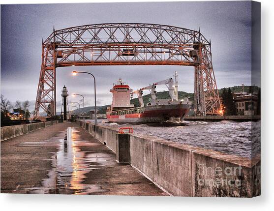 Sailing Through The Duluth Aerial Lift Bridge Canvas Art Print by Duluth To Door County Photography
