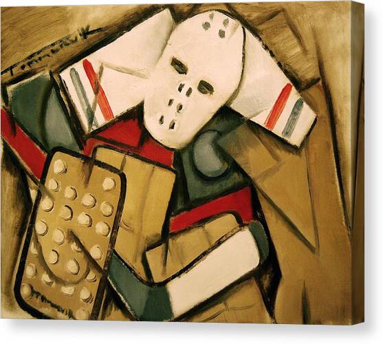 Synthetic Cubism Hockey Goalie Art Print Canvas Art Print by Tommervik