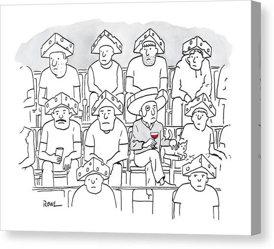 Fans At A Football Game Sit In The Stands Wearing Canvas Art Print by Julian Rowe