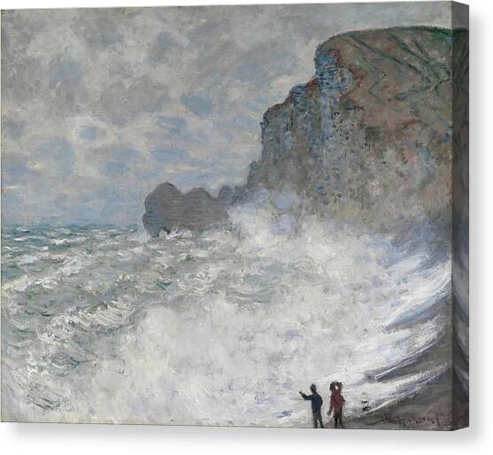 Rough Weather At Etretat Canvas Art Print by Claude Monet