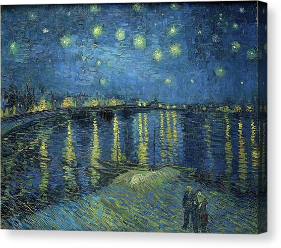Starry Night Over The Rhone Canvas Art Print by Vincent Van Gogh