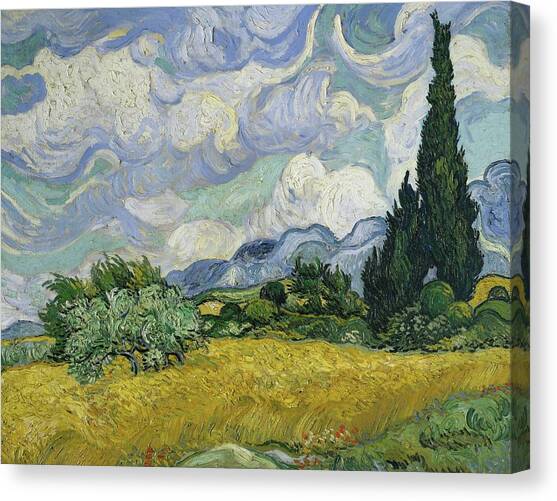 Wheat Field With Cypresses Canvas Art Print by Vincent Van Gogh