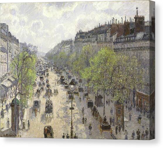 Boulevard Montmartre, Spring Canvas Art Print by Camille Pissarro