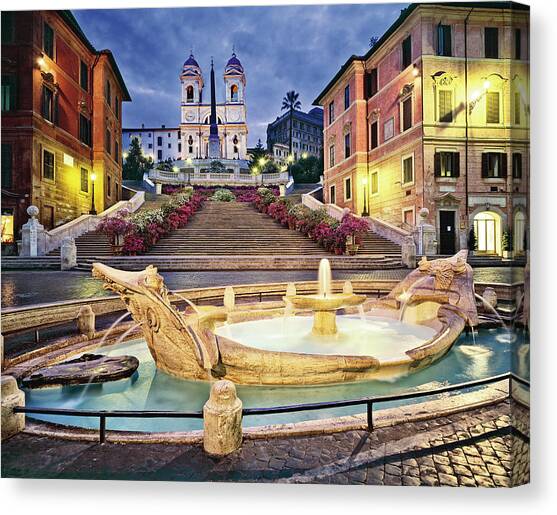 Rome, Spanish Steps, Italy Canvas Art Print by Giovanni Simeone