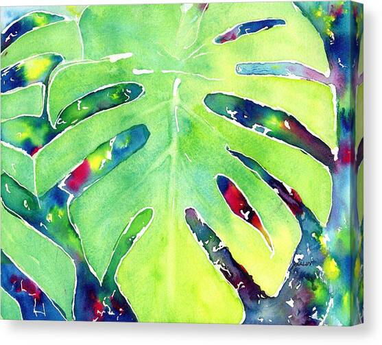 Monstera Tropical Leaves 1 Canvas Art Print by Carlin Blahnik CarlinArtWatercolor