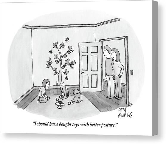 Mother Speaks To Husband About Their Daughter Canvas Art Print by Amy Hwang