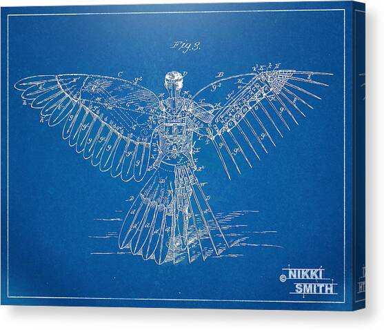Icarus Human Flight Patent Artwork Canvas Art Print by Nikki Marie Smith