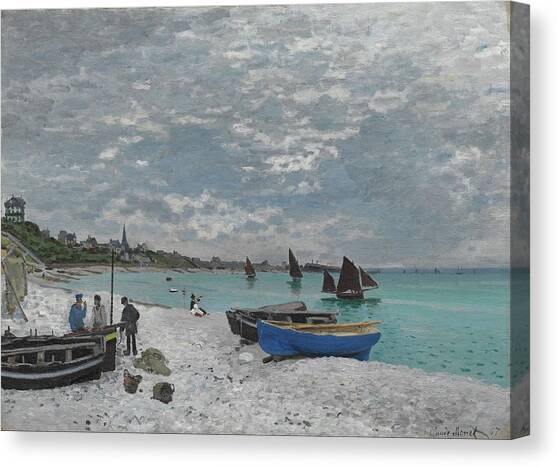 The Beach At Sainte-adresse Canvas Art Print by Claude Monet