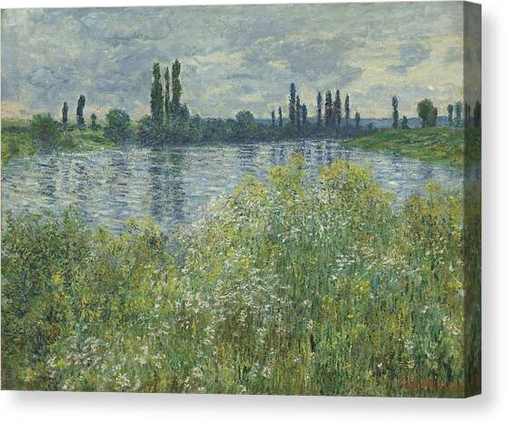 Banks Of The Seine,vetheuil Canvas Art Print by Claude Monet