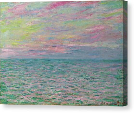 Coucher De Soleil A Pourville, Pleine Mer Canvas Art Print by Claude Monet