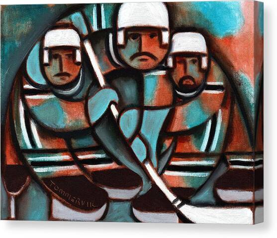 Abstract Hockey Players Art Print Canvas Art Print by Tommervik