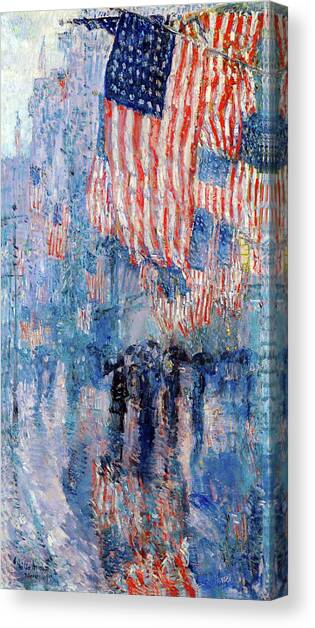 The Avenue in the Rain Canvas Art Print by Frederick Childe Hassam
