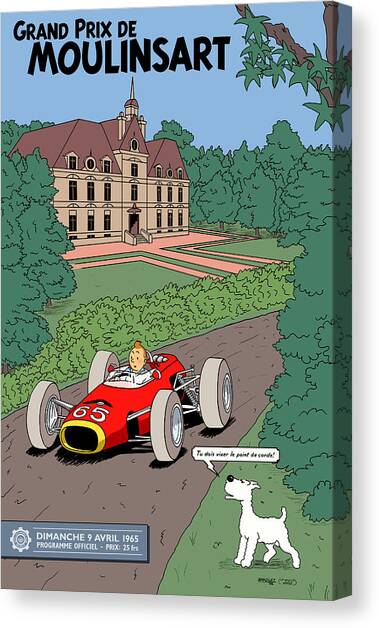 Tintin Grand Prix de Moulinsart 1965 Canvas Art Print by Georgia Clare