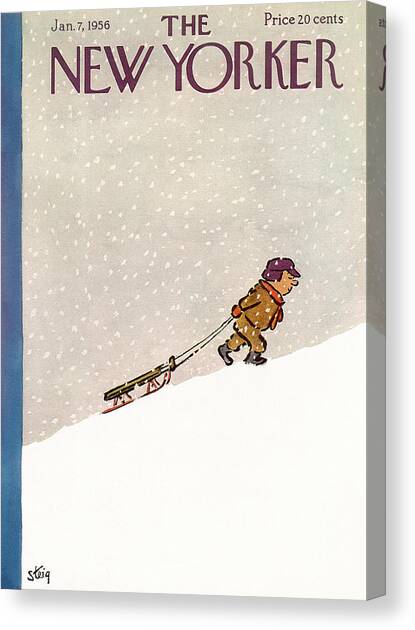 New Yorker January 7th, 1956 Canvas Art Print by William Steig